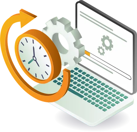 Computer application update and maintenance process time  Illustration