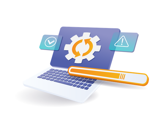 Computer application web update maintenance process  Illustration