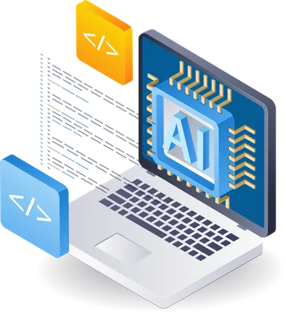 Computer artificial intelligence application  Illustration