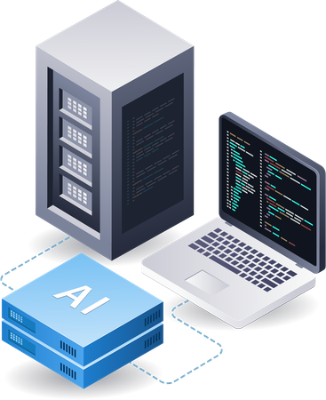 Computer artificial intelligence data server  Illustration