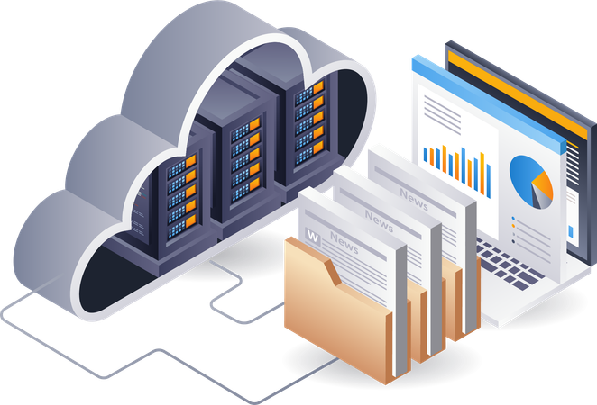 Computer cloud data server  Illustration