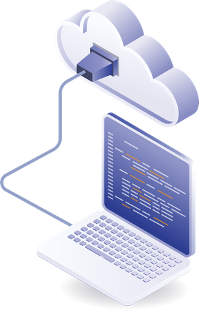 Computer connect cloud server technology  Illustration