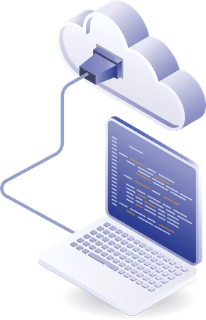 Computer connect cloud server technology  Illustration