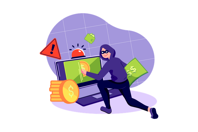 Computer Cryptocurrency Attack Illustration