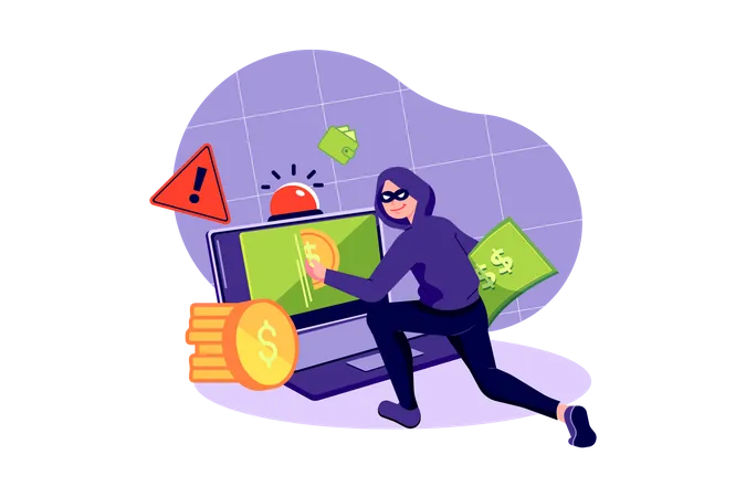 Computer Cryptocurrency Attack  Illustration
