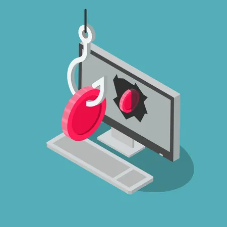 Computer cryptocurrency attack symbol Illustration