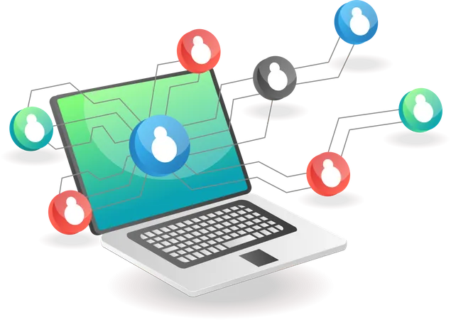 Computer data account network  Illustration