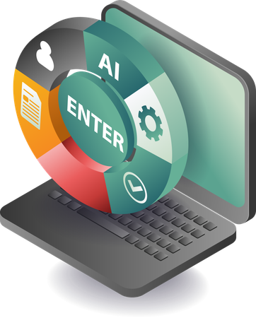 Computer data analysis information with business development  Illustration