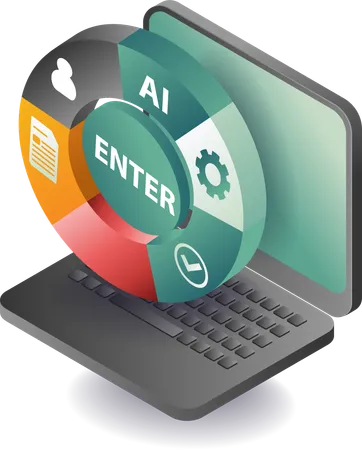 Computer data analysis information with business development  Illustration