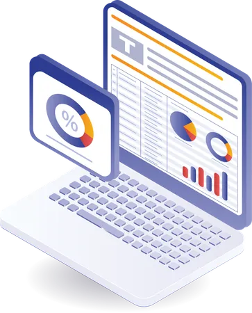 Computer data analysis technology management  Illustration