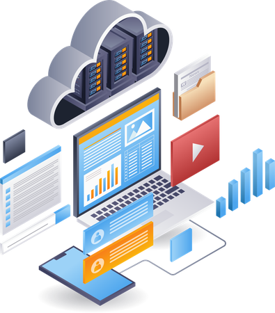 Computer data analyst business company  Illustration