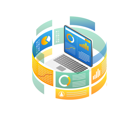 Computer data analytics diagram  Illustration