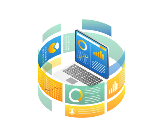 Computer data analytics diagram  Illustration