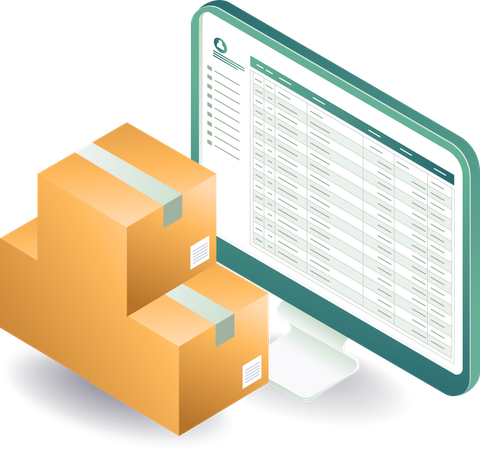 Computer data and package goods delivery  Illustration