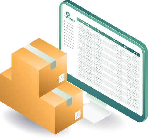 Computer data and package goods delivery  Illustration