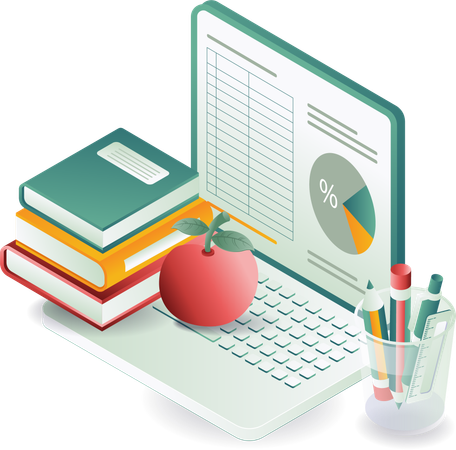 Computer data and textbook education  Illustration