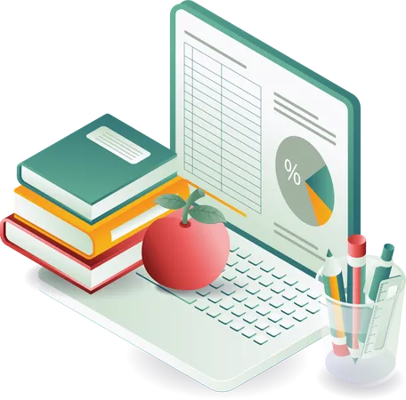 Computer data and textbook education  Illustration