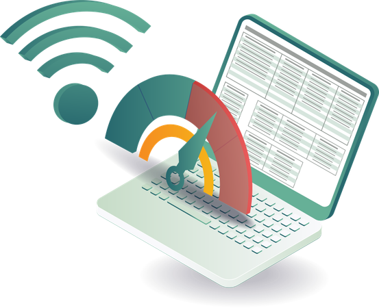 Wifi 속도에 따른 컴퓨터 데이터 양식  일러스트레이션