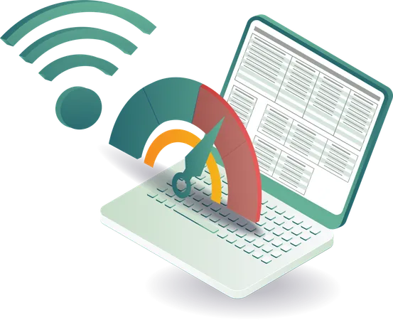 Wifi 속도에 따른 컴퓨터 데이터 양식  일러스트레이션