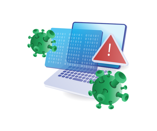 Computer data is infected with malware viruses  일러스트레이션