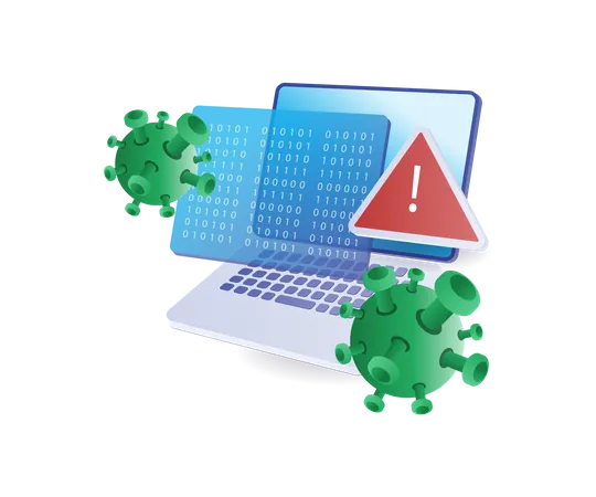 Computer data is infected with malware viruses  일러스트레이션