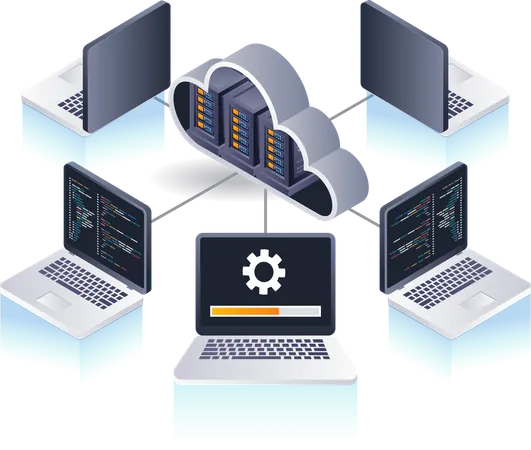 Computer data network cloud server technology  Illustration