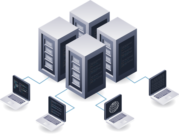 Computer data network server technology  Illustration
