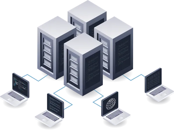 Computer data network server technology  Illustration