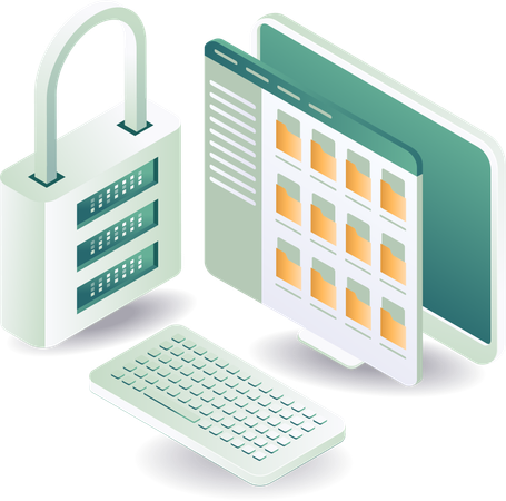 Computer data security and folder lock  Illustration