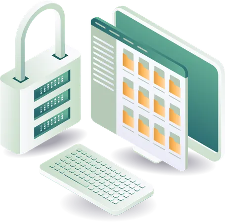 Computer data security and folder lock  Illustration