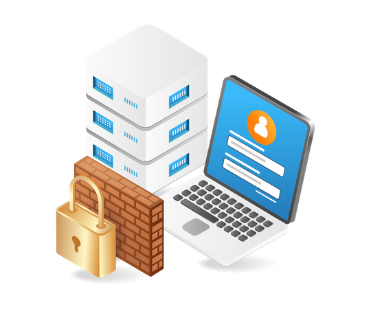 Computer data security wall Illustration