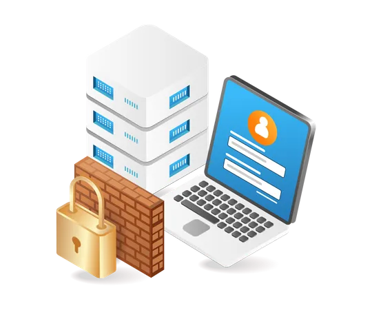 Computer data security wall Illustration