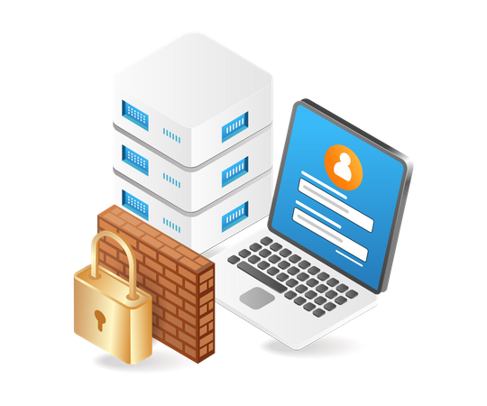 Computer data security wall  Illustration