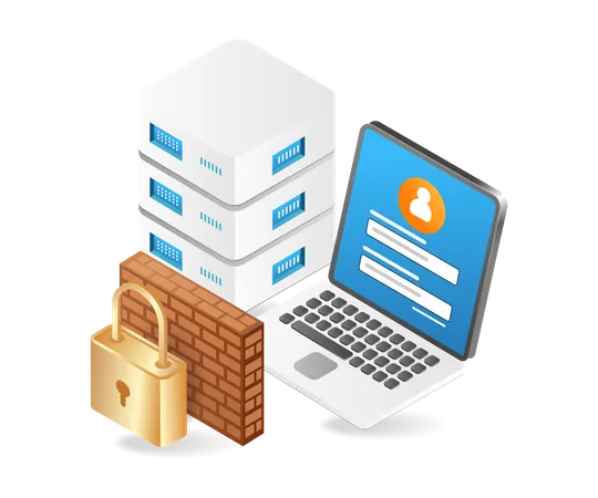 Computer data security wall  Illustration