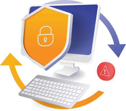 Computer data security warning  Illustration