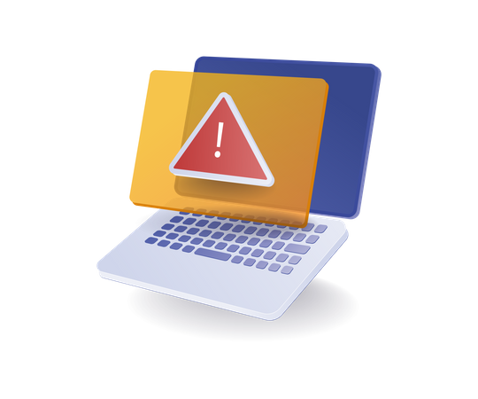 Computer data security warning screen window  Illustration