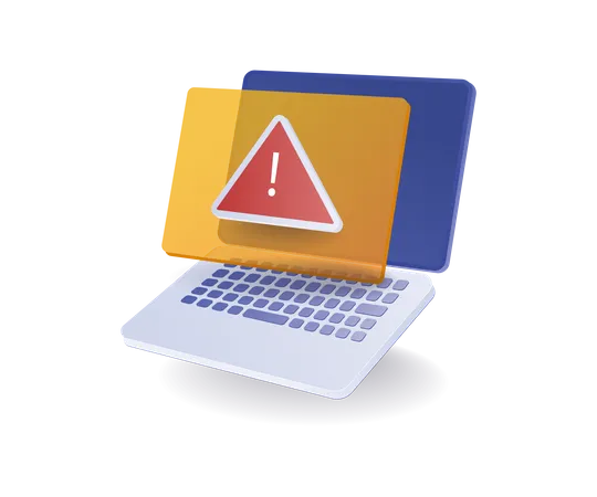 Computer data security warning screen window  Illustration