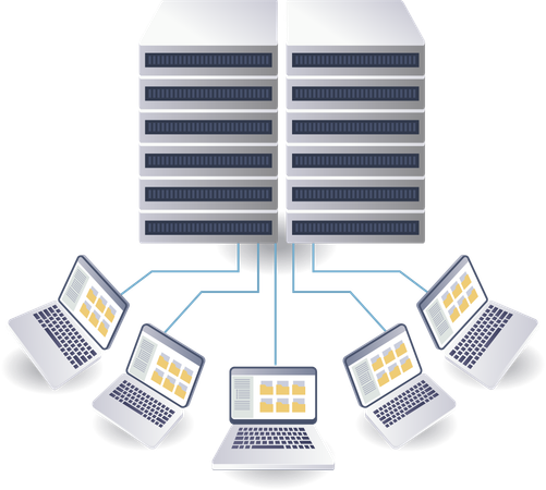 Computer data server technology  Illustration