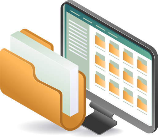 Computer data storage and folder management  Illustration