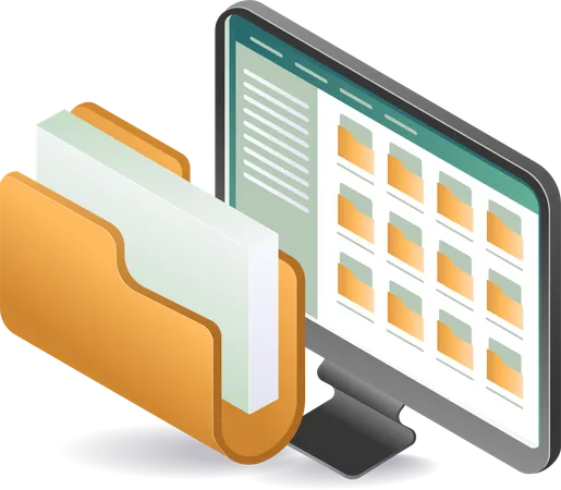 Computer data storage and folder management  Illustration