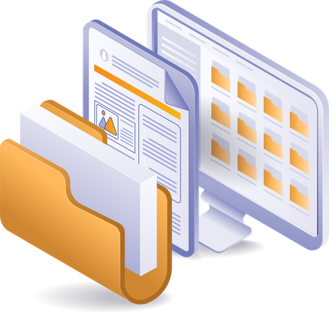 Computer data with folder management  Illustration