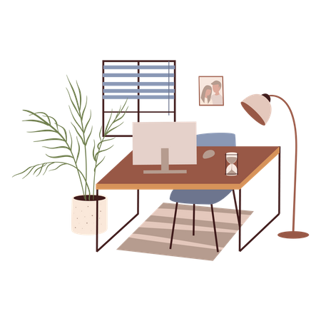 Computer Desk Illustration