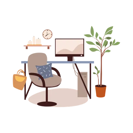 Computer Desk  Illustration