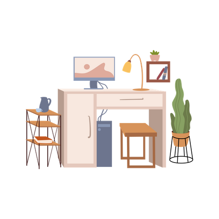 Computer Desk  Illustration