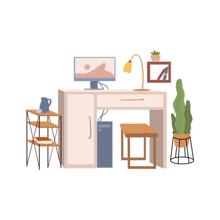 Computer Desk  Illustration