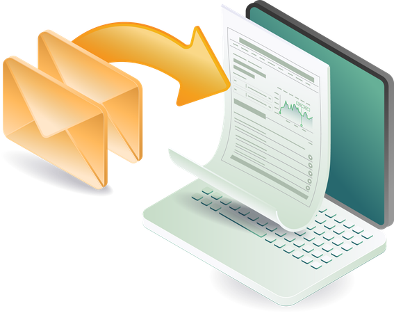 Computer email data analysis  Illustration