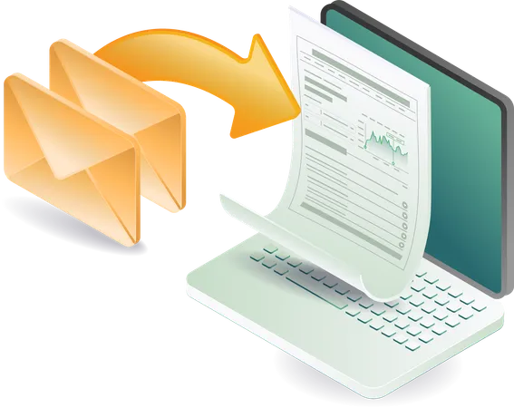 Computer email data analysis  Illustration