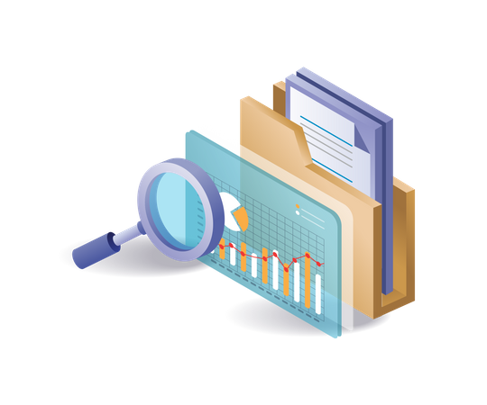 Computer folder data analysis  Illustration