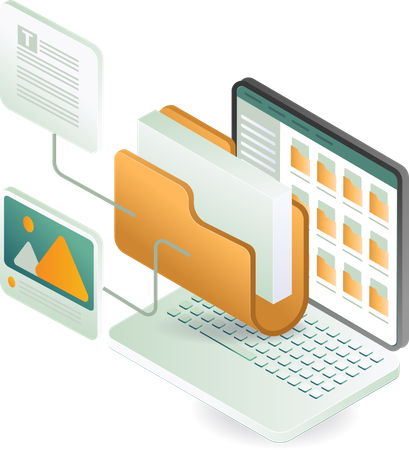 Computer folder data management  Illustration