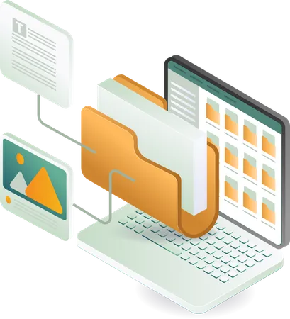 Computer folder data management  Illustration